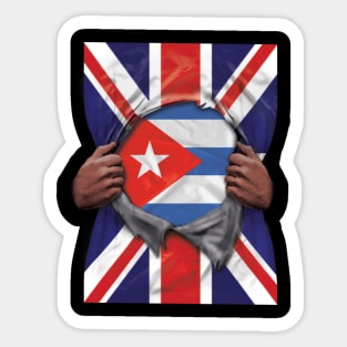 Cuba Flag Great Britain Flag Ripped - Gift for Cuban From Cuba Sticker